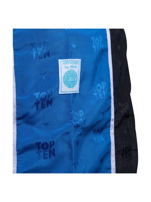 TOP TEN STRIPES BLACK-BLUE WAKO APPROVED 2025 Kick-box nadrág